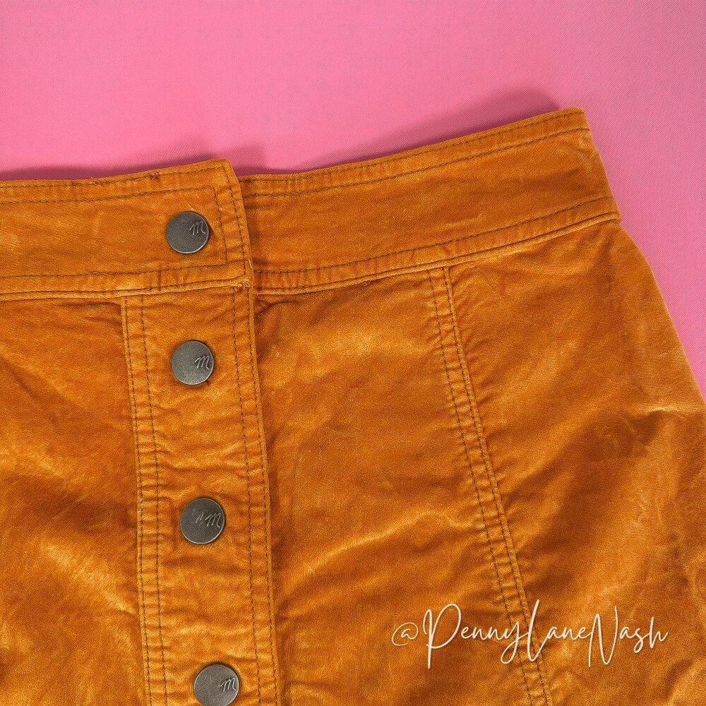 Madewell Velveteen Button Front A-Line Mini Skirt golden pecan - Picture 5 of 12